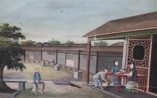 Late 18th century Chinese School, watercolour and gouache, set of four paintings
